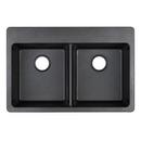 Signature Hardware Black 33 x 22 in. No Hole Composite Double Bowl Dual Mount Kitchen Sink 