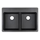 Signature Hardware Black 33 x 22 in. No Hole Composite Double Bowl Dual Mount Kitchen Sink 