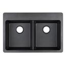 Signature Hardware Black 33 x 22 in. No Hole Composite Double Bowl Dual Mount Kitchen Sink 