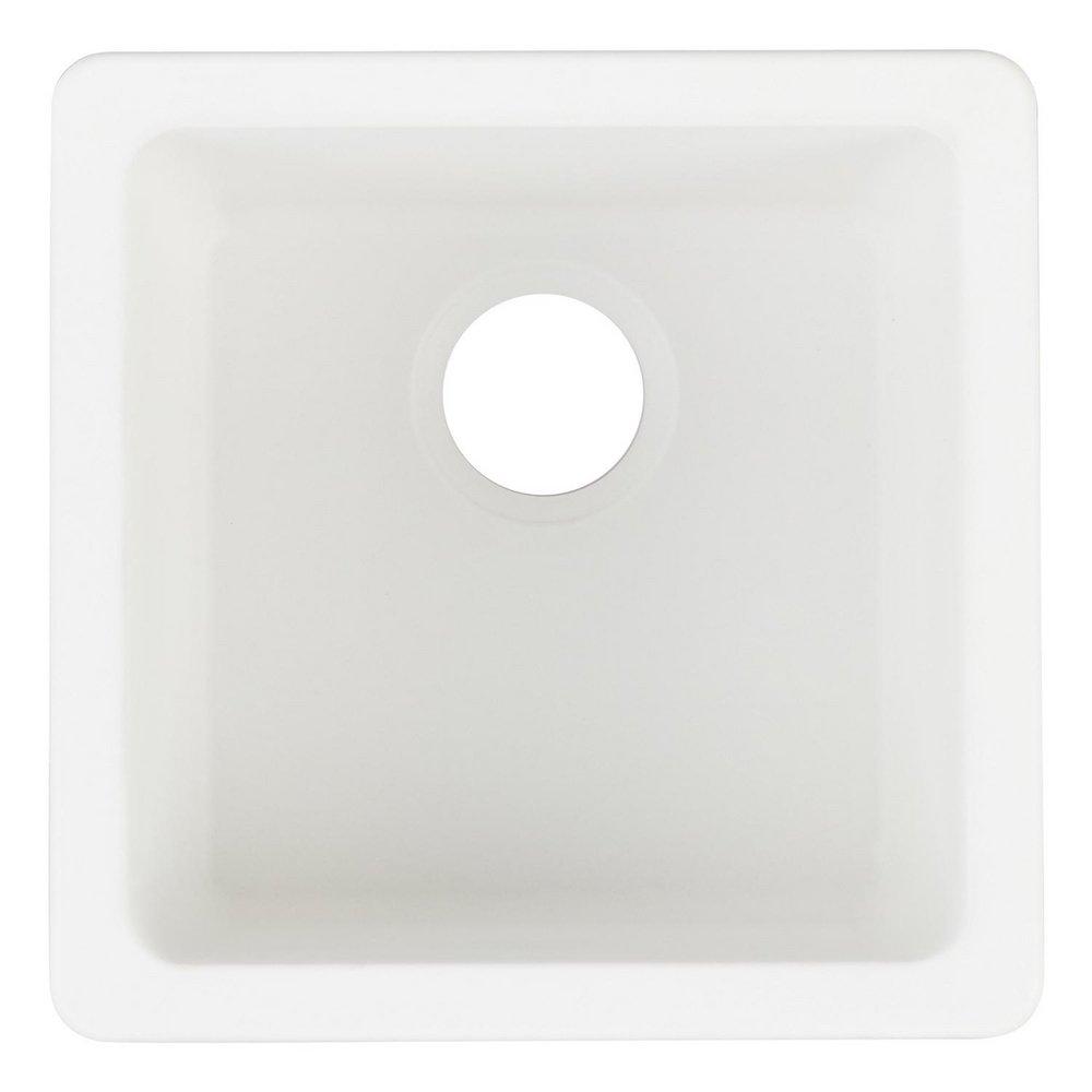 Signature Hardware White 16-5/8 x 16-5/8 in. No Hole Dual Mount Composite Bar Sink 