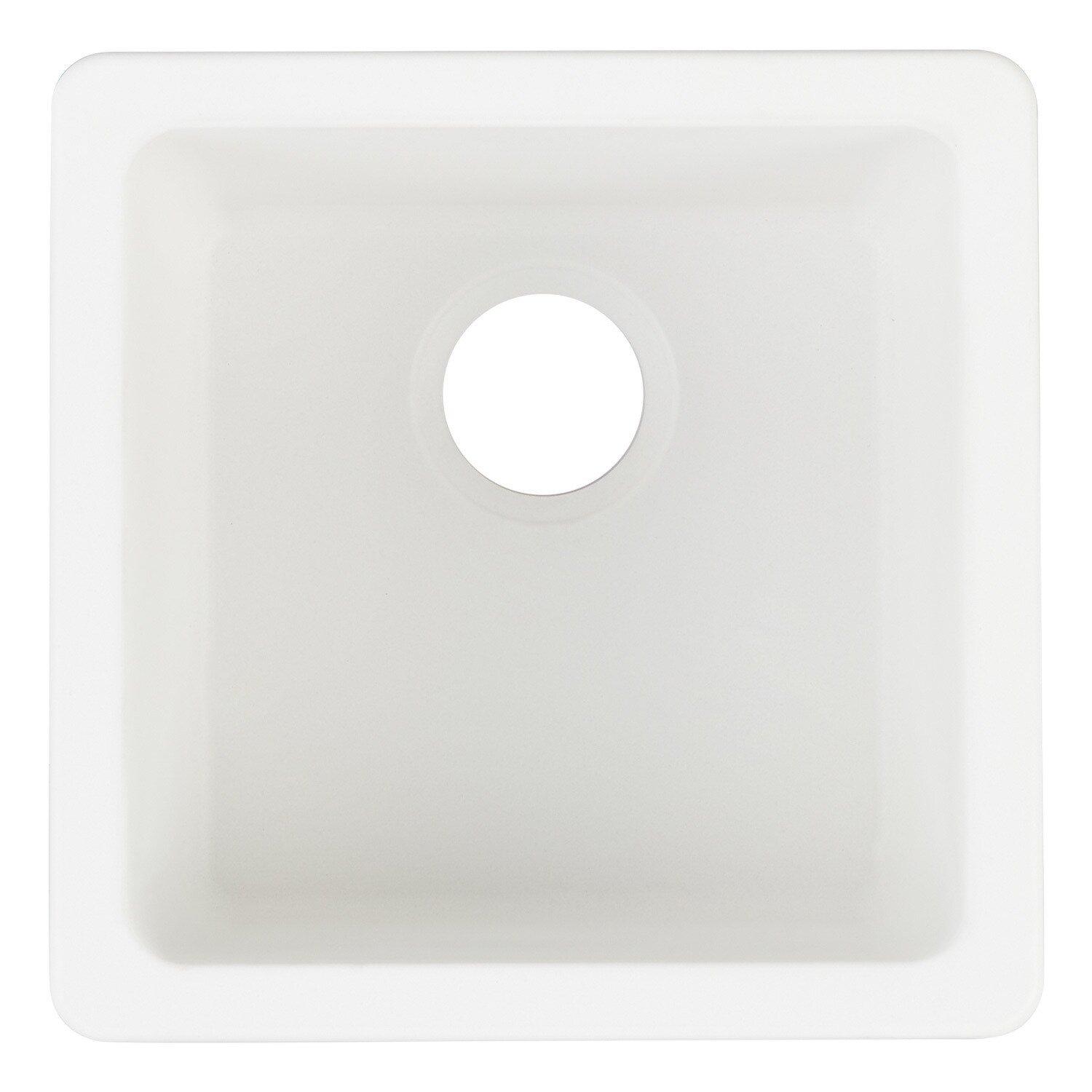 Signature Hardware White 16-5/8 x 16-5/8 in. No Hole Dual Mount Composite Bar Sink 