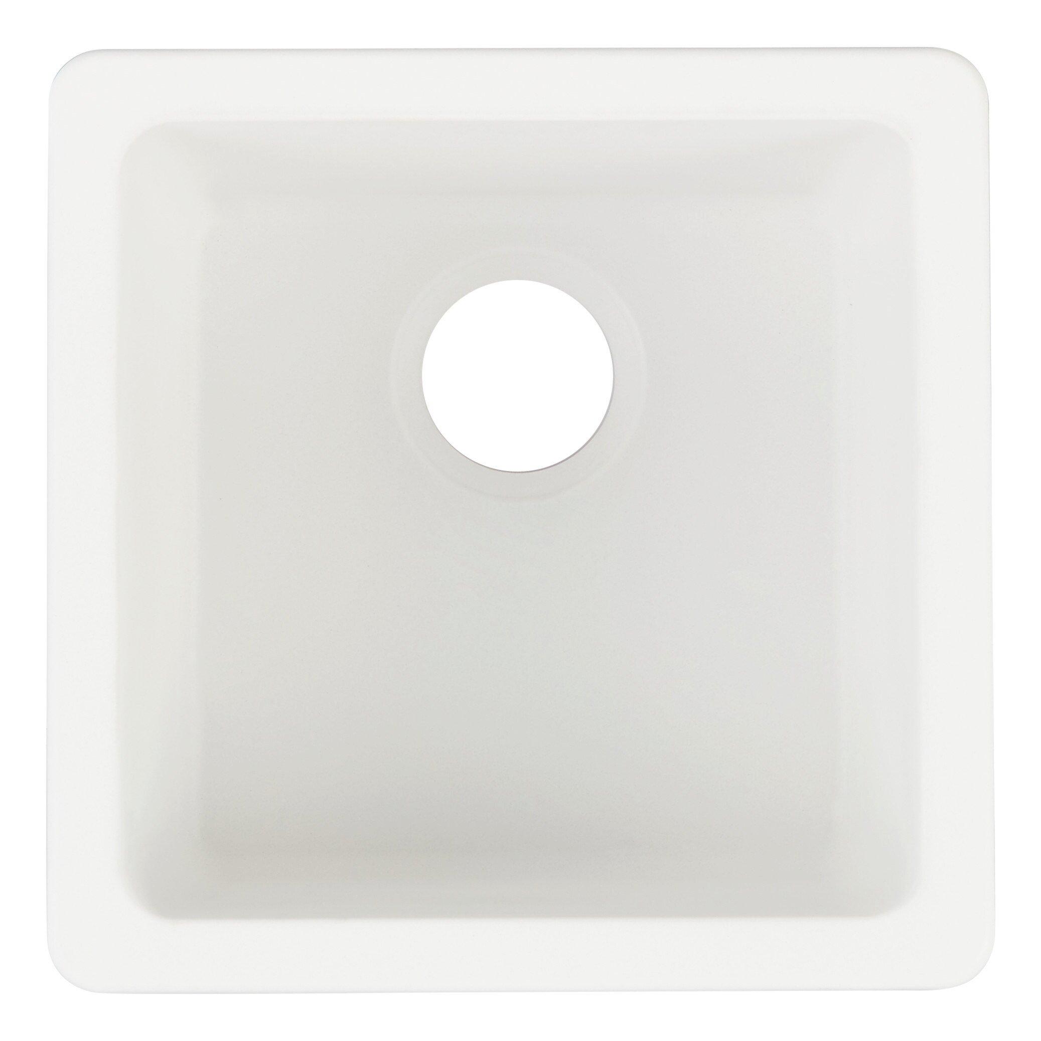 Signature Hardware White 16-5/8 x 16-5/8 in. No Hole Dual Mount Composite Bar Sink 