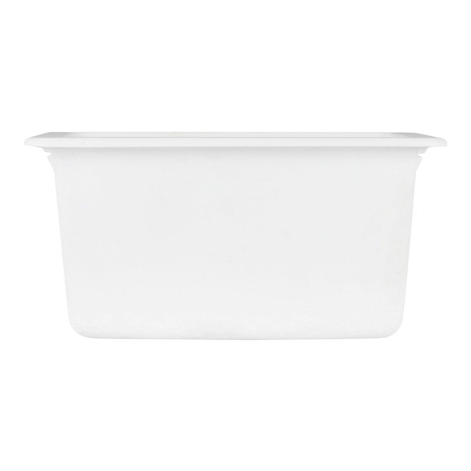 Signature Hardware White 16-5/8 x 16-5/8 in. No Hole Dual Mount Composite Bar Sink 