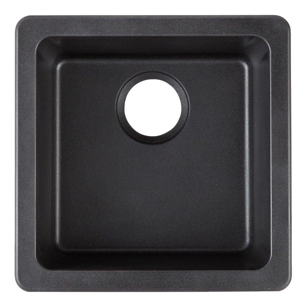Signature Hardware Black 16-5/8 x 16-5/8 in. No Hole Dual Mount Composite Bar Sink 