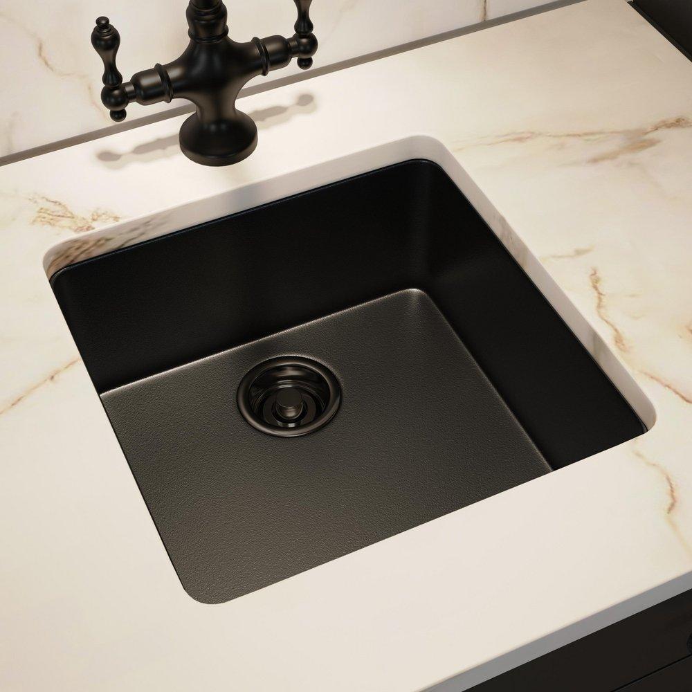 Signature Hardware Black 16-5/8 x 16-5/8 in. No Hole Dual Mount Composite Bar Sink 