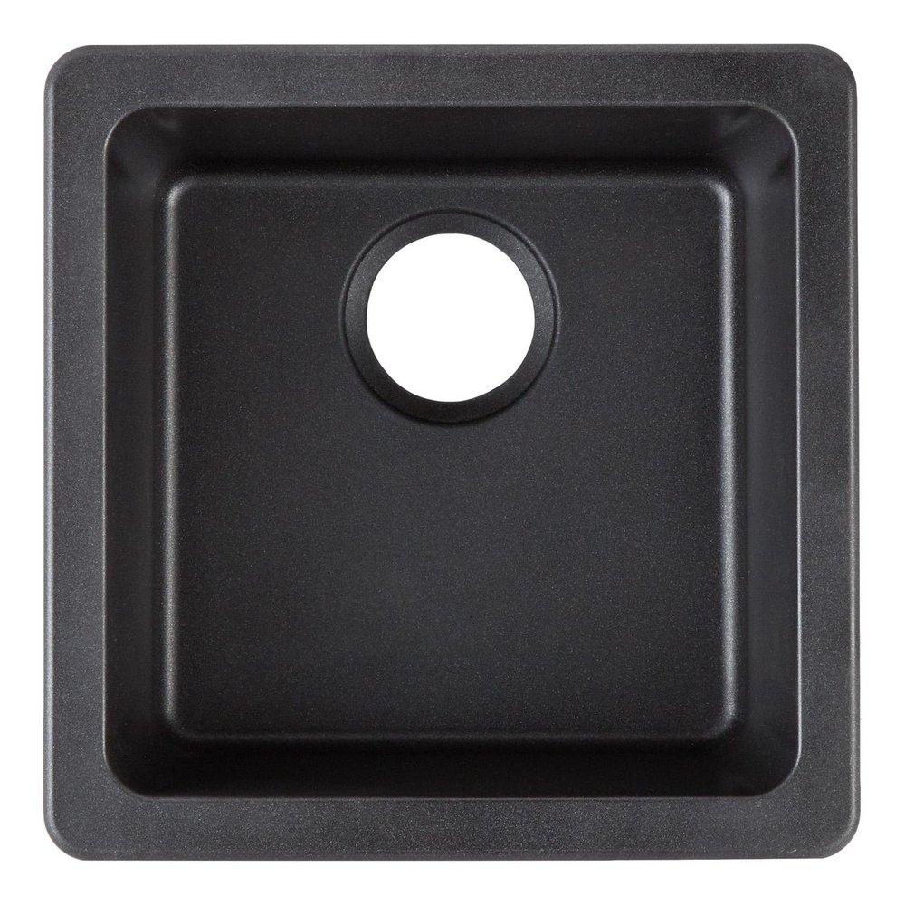 Signature Hardware Black 16-5/8 x 16-5/8 in. No Hole Dual Mount Composite Bar Sink 