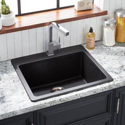 25 in. Dual Mount Composite Single Bowl Kitchen Sink in Black