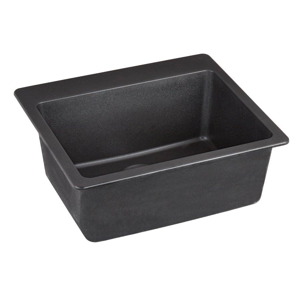 Signature Hardware Black 25 x 22 in. No Hole Granite Composite Single Bowl Dual Mount Kitchen Sink 