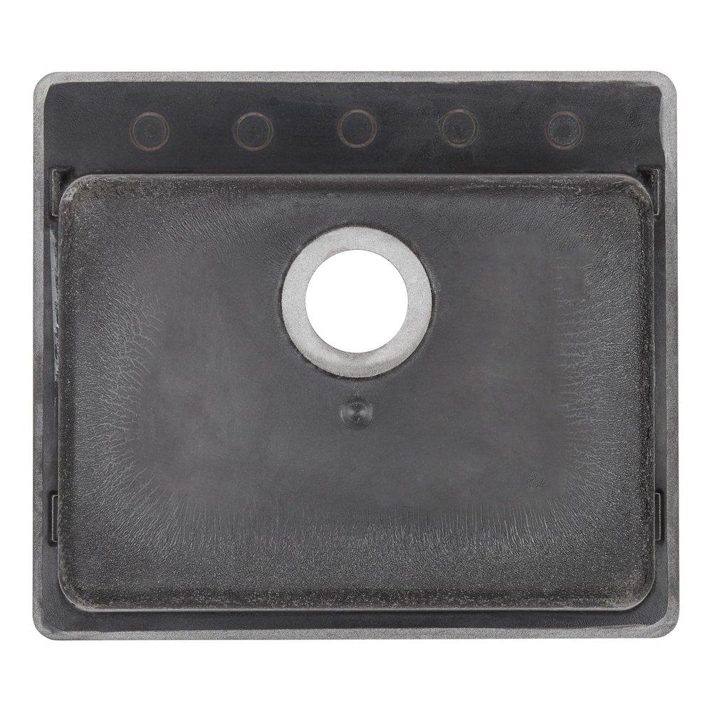 Signature Hardware Black 25 x 22 in. No Hole Granite Composite Single Bowl Dual Mount Kitchen Sink 