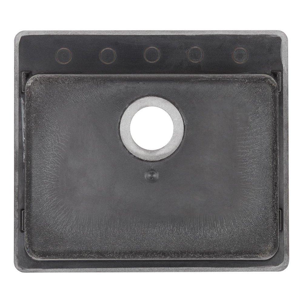 Signature Hardware Black 25 x 22 in. No Hole Granite Composite Single Bowl Dual Mount Kitchen Sink 