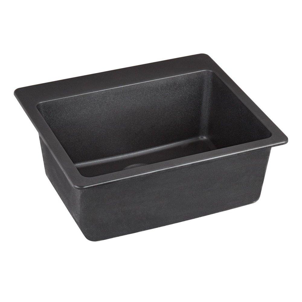 Signature Hardware Black 25 x 22 in. No Hole Granite Composite Single Bowl Dual Mount Kitchen Sink 