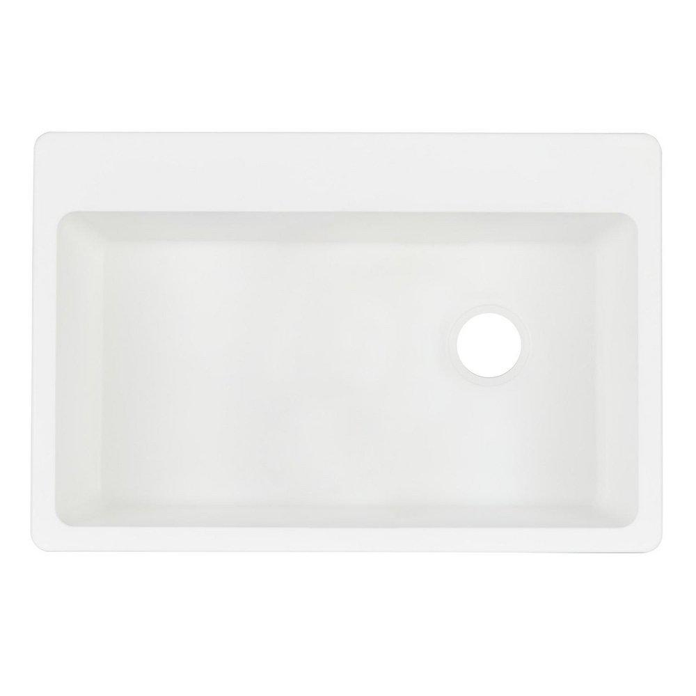 Signature Hardware White 33 x 22 in. No Hole Composite Single Bowl Dual Mount Kitchen Sink 