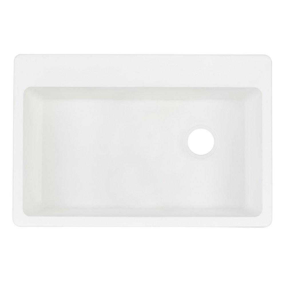 Signature Hardware White 33 x 22 in. No Hole Composite Single Bowl Dual Mount Kitchen Sink 