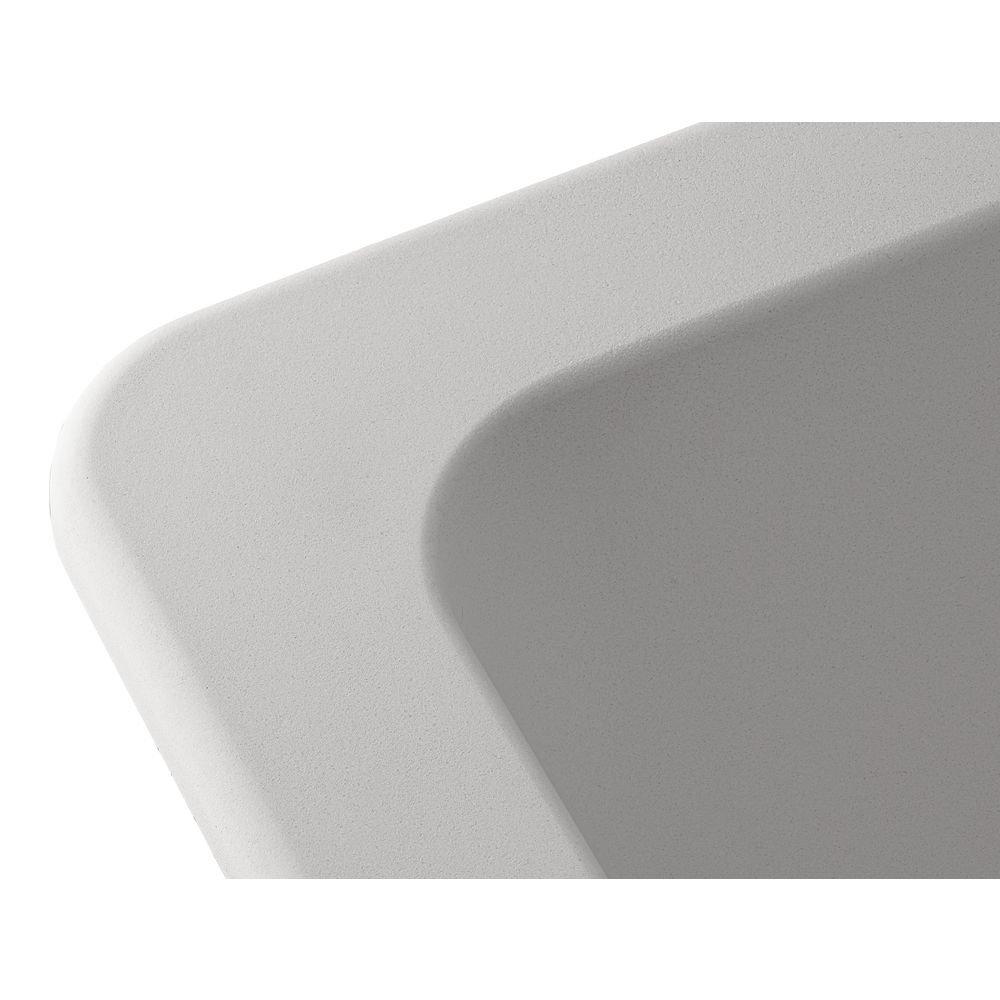 Signature Hardware White 33 x 22 in. No Hole Composite Single Bowl Dual Mount Kitchen Sink 