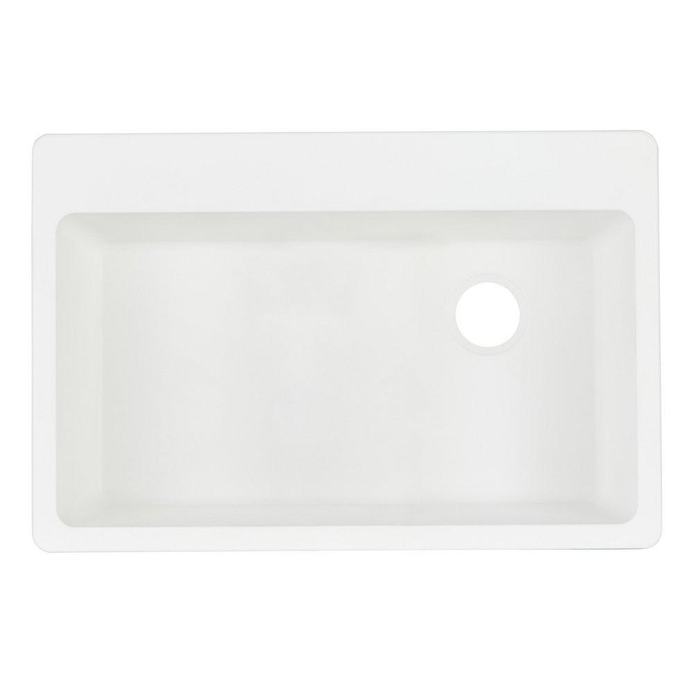 Signature Hardware White 33 x 22 in. No Hole Composite Single Bowl Dual Mount Kitchen Sink 