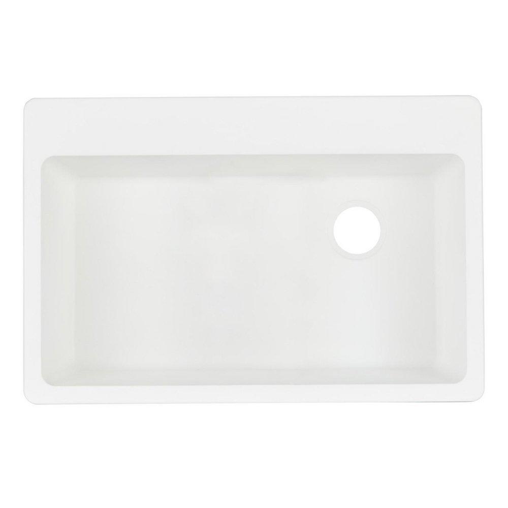 Signature Hardware White 33 x 22 in. No Hole Composite Single Bowl Dual Mount Kitchen Sink 