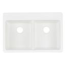 Signature Hardware White 33 x 22 in. No Hole Composite Double Bowl Dual Mount Kitchen Sink 