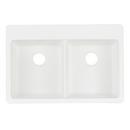 Signature Hardware White 33 x 22 in. No Hole Composite Double Bowl Dual Mount Kitchen Sink 
