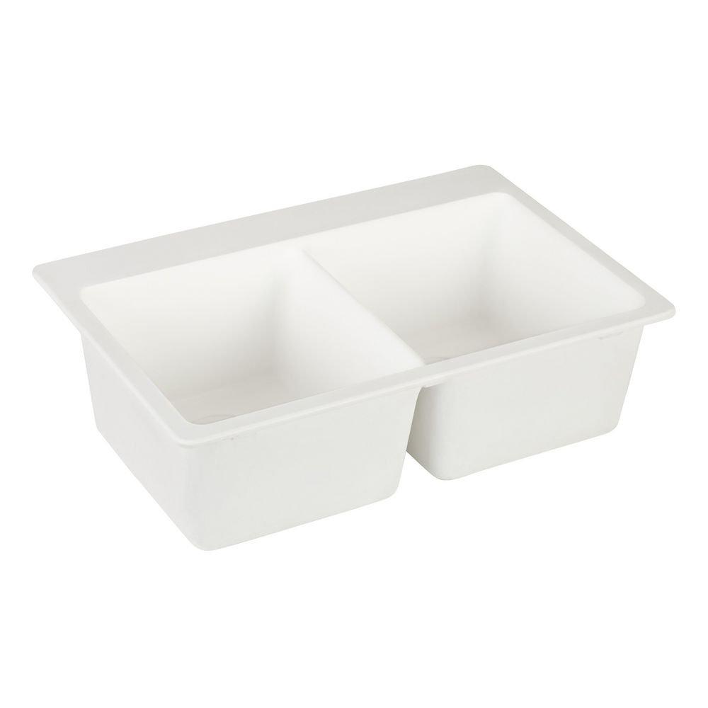 Signature Hardware White 33 x 22 in. No Hole Composite Double Bowl Dual Mount Kitchen Sink 