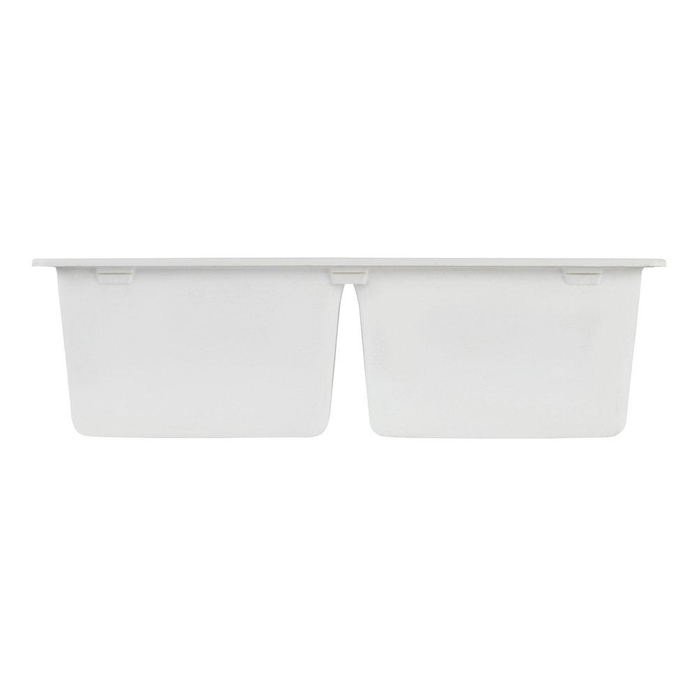 Signature Hardware White 33 x 22 in. No Hole Composite Double Bowl Dual Mount Kitchen Sink 