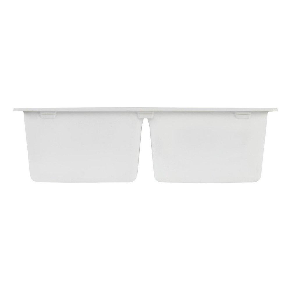 Signature Hardware White 33 x 22 in. No Hole Composite Double Bowl Dual Mount Kitchen Sink 