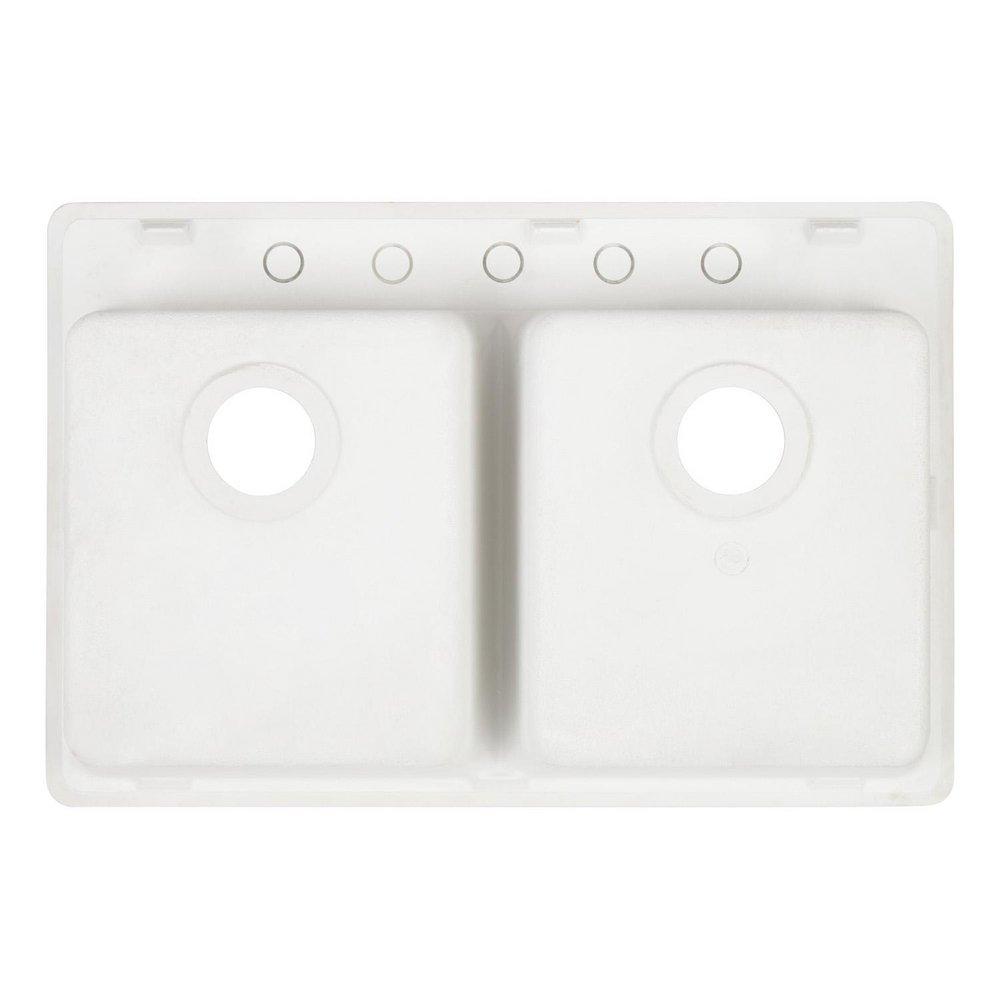 Signature Hardware White 33 x 22 in. No Hole Composite Double Bowl Dual Mount Kitchen Sink 