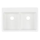 Signature Hardware White 33 x 22 in. No Hole Composite Double Bowl Dual Mount Kitchen Sink 