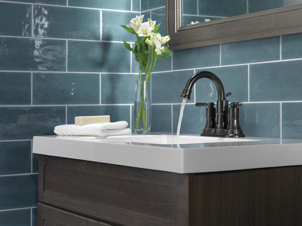 Peerless&reg; Oil Rubbed Bronze Two Handle Lever Deck Mount Service Faucet 