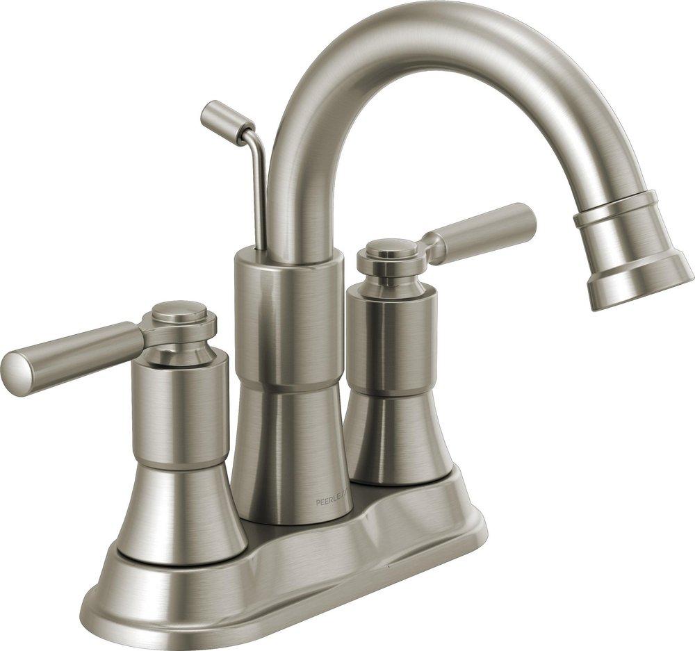 Peerless&reg; Brushed Nickel Two Handle Lever Deck Mount Service Faucet 