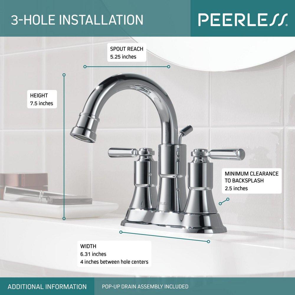 Peerless® Polished Chrome Two Handle Lever Deck Mount Service Faucet 