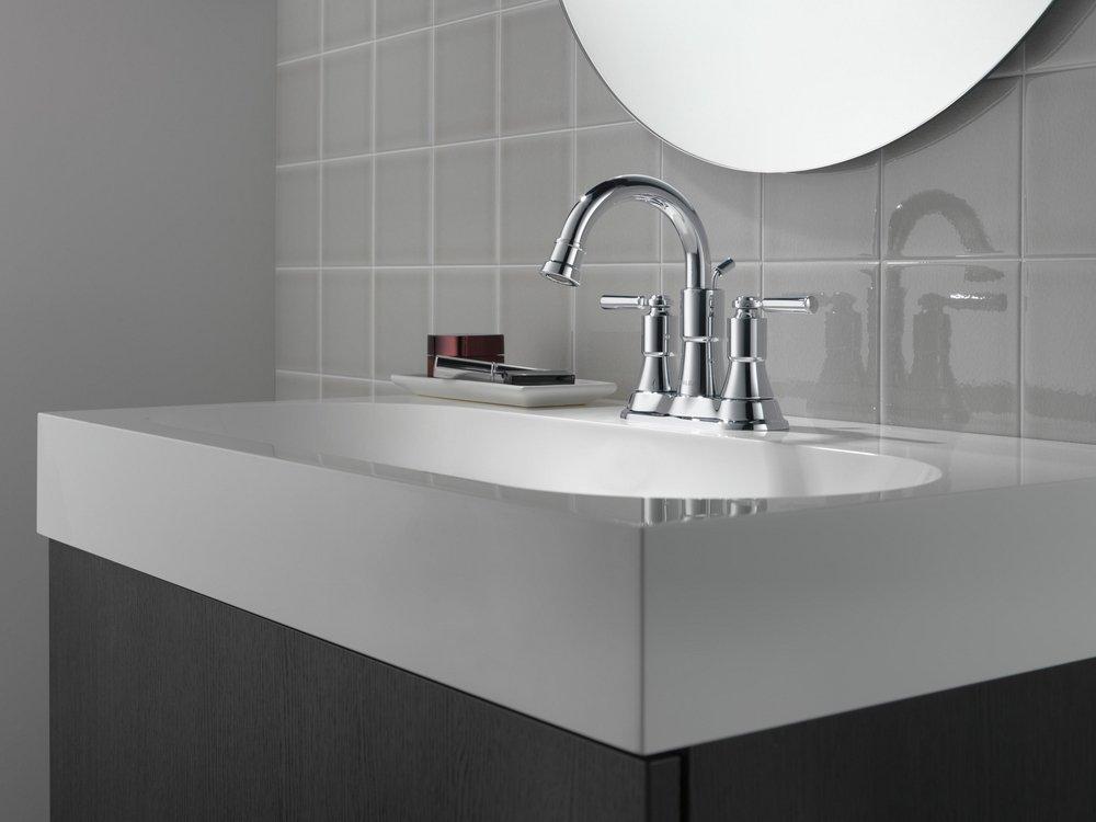 Peerless&reg; Polished Chrome Two Handle Lever Deck Mount Service Faucet 