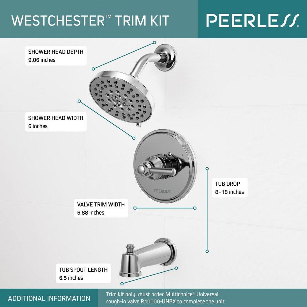 Peerless® Chrome Single Handle Multi Bathtub & Shower Faucet Trim Only 