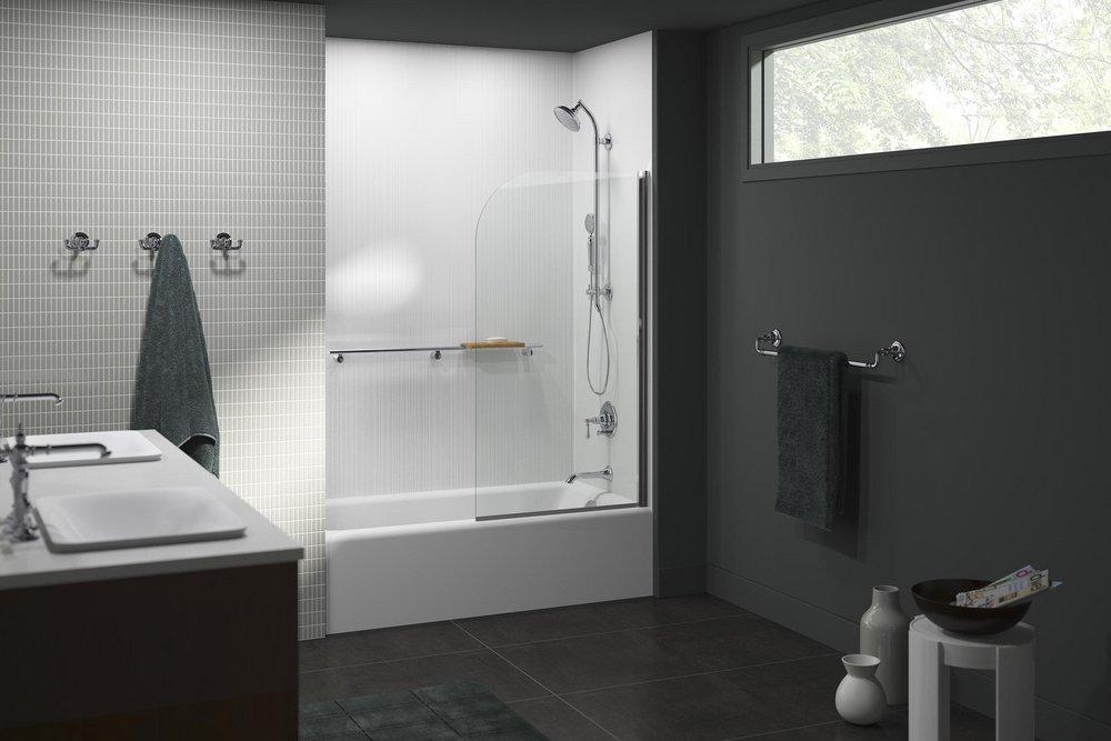 KOHLER Bright Polished Silver 57 x 31-1/2 in. Frameless Screen Shower Door 