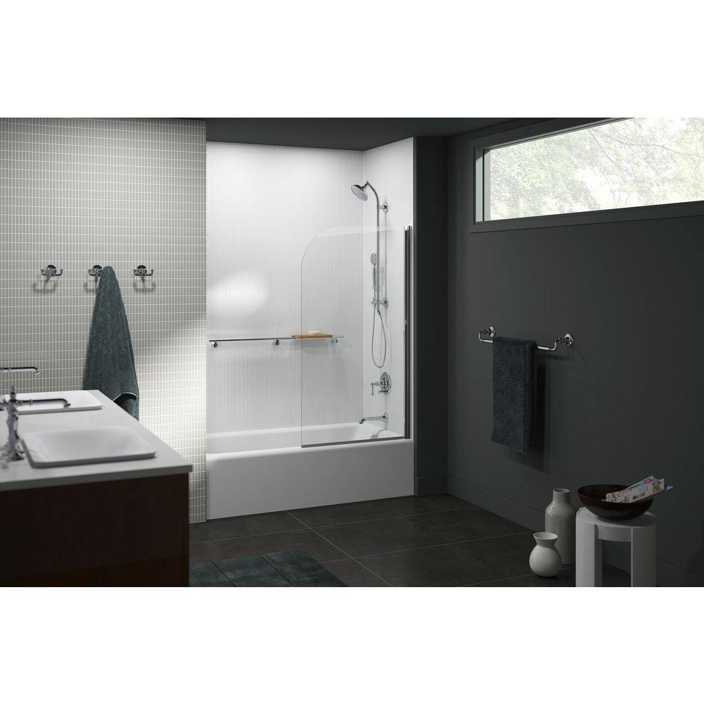 KOHLER Bright Polished Silver 57 x 31-1/2 in. Frameless Screen Shower Door 