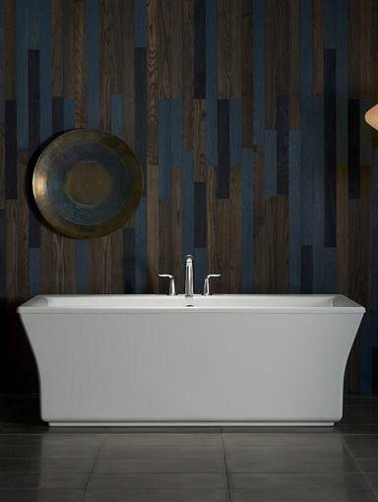 KOHLER White 72 x 36-1/16 in. Freestanding Bathtub Center Drain 