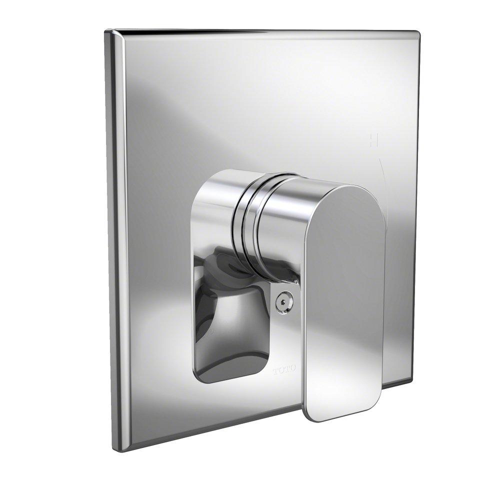 TOTO Polished Chrome Shower Valve Trim with Square Single Lever Handle for TSPTM Pressure Balance Valve 