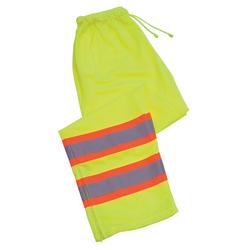 Hi-Vis Lime Class E Mesh Work Pants, Elastic Waist, M