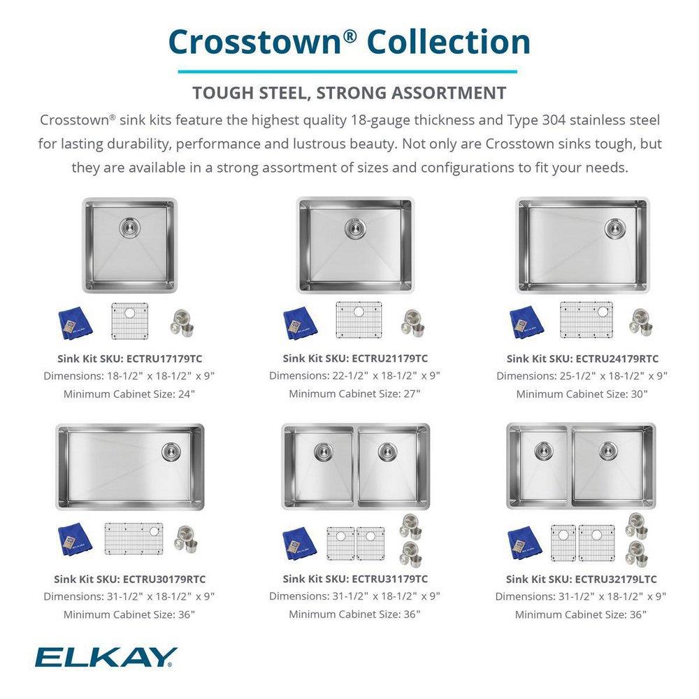 Elkay Polished Satin 18-1/2 x 18-1/2 in. No Hole Stainless Steel Single Bowl Undermount Kitchen Sink 