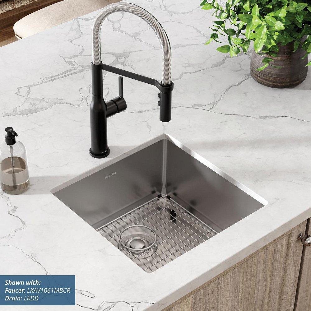 Elkay Polished Satin 18-1/2 x 18-1/2 in. No Hole Stainless Steel Single Bowl Undermount Kitchen Sink 