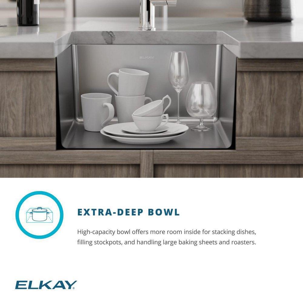 Elkay Polished Satin 18-1/2 x 18-1/2 in. No Hole Stainless Steel Single Bowl Undermount Kitchen Sink 