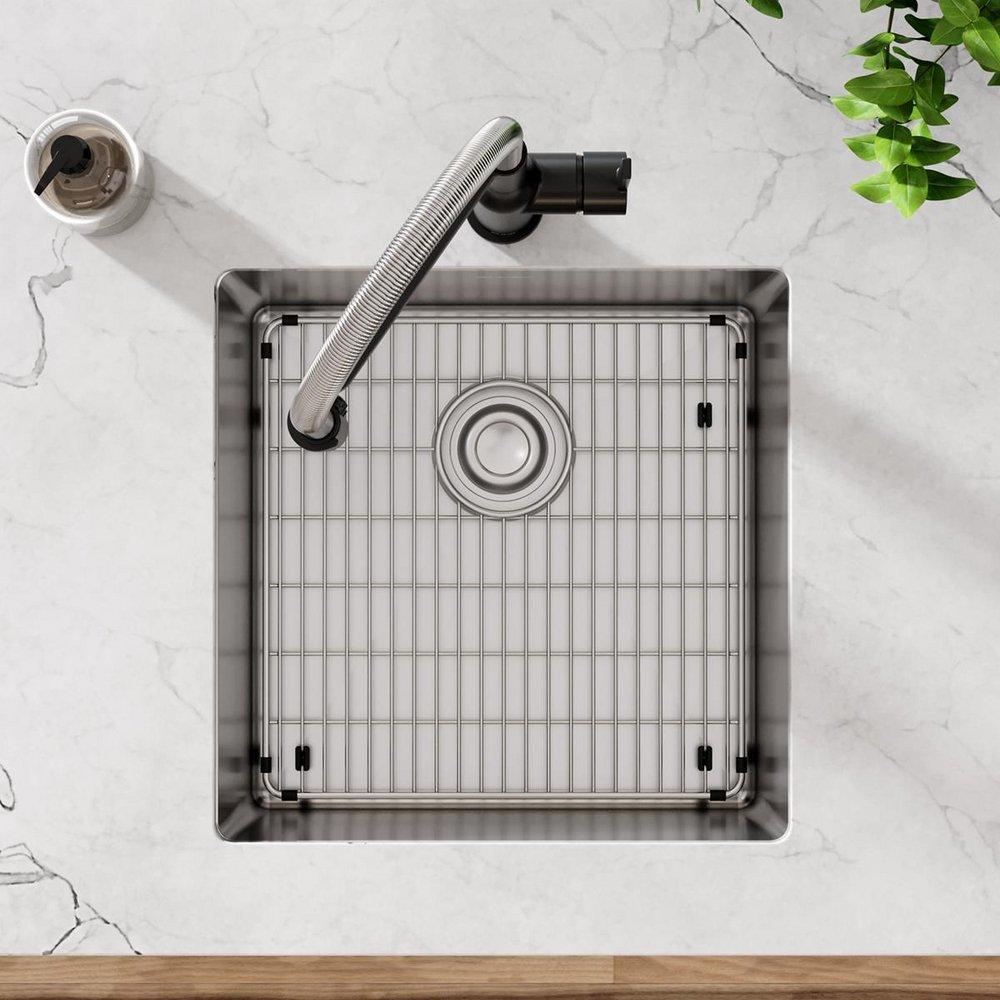 Elkay Polished Satin 18-1/2 x 18-1/2 in. No Hole Stainless Steel Single Bowl Undermount Kitchen Sink 