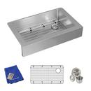 35-7/8 x 20-1/4 in. Stainless Steel Single Bowl Farmhouse Kitchen Sink with Sound Dampening - Includes Bottom Grid, Strainer Drain and Cleaning Kit in Polished Satin