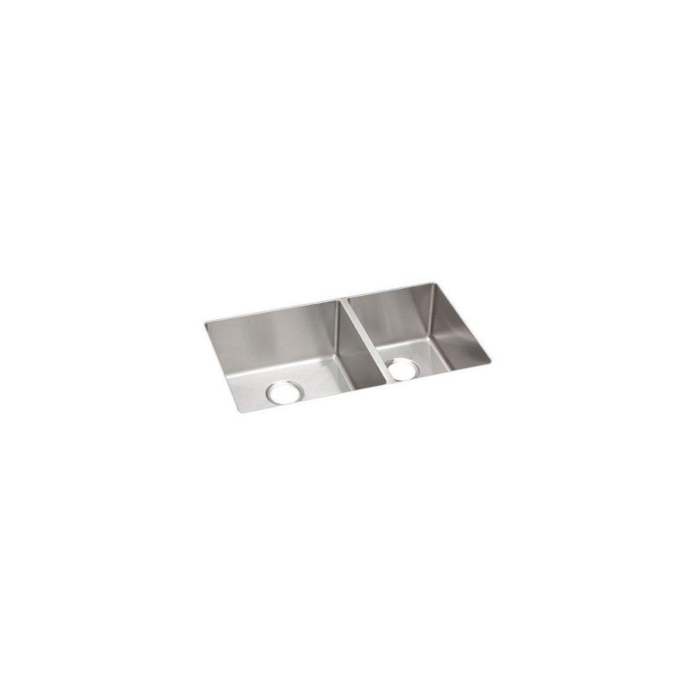 Elkay Polished Satin 31-1/2 x 18-1/2 in. No Hole Stainless Steel Double Bowl Undermount Kitchen Sink 