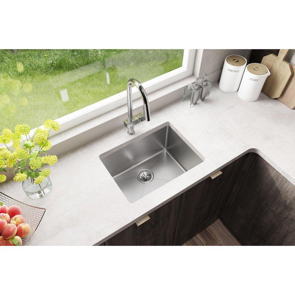 Elkay Polished Satin 23-1/2 x 18-1/4 in. No Hole Stainless Steel Single Bowl Undermount Kitchen Sink 