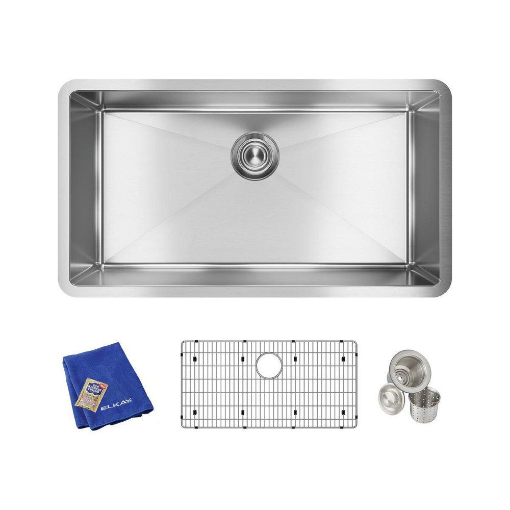 Elkay Polished Satin 32-1/2 x 18 in. Stainless Steel Single Bowl Undermount Kitchen Sink in Polished Satin 