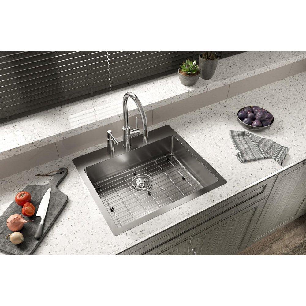 Elkay Polished Satin 25 x 22 in. Stainless Steel Single Bowl Dual Mount Kitchen Sink in Polished Satin 