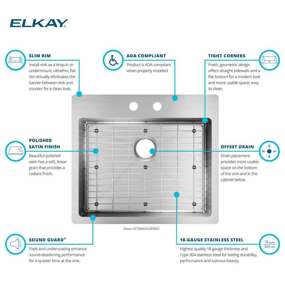 Elkay Polished Satin 25 x 22 in. Stainless Steel Single Bowl Dual Mount Kitchen Sink in Polished Satin 