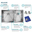 Elkay Polished Satin 31-1/2 x 18-1/2 in. No Hole Stainless Steel Double Bowl Undermount Kitchen Sink 