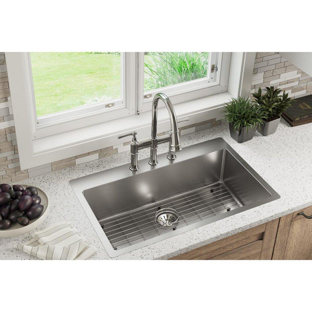 Elkay Polished Satin 33 x 22 in. Stainless Steel Single Bowl Dual Mount Kitchen Sink in Polished Satin 