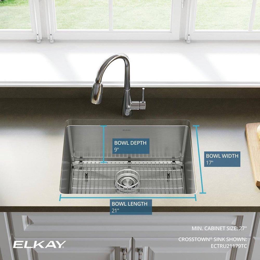 Elkay Polished Satin 22-1/2 x 18-1/2 in. No Hole Stainless Steel Single Bowl Undermount Kitchen Sink 